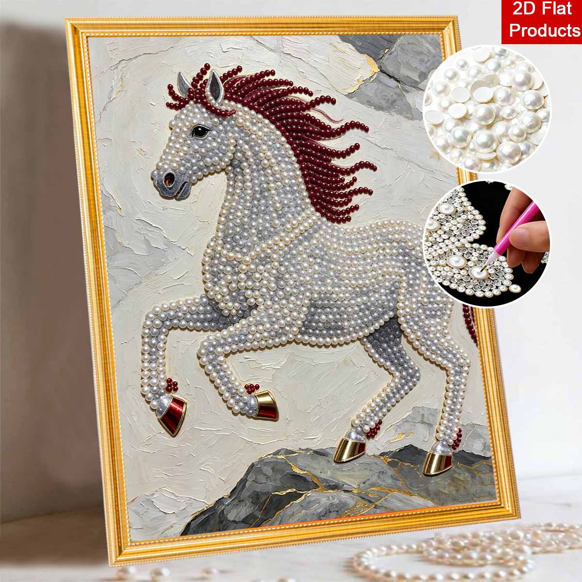 Animal Pearl Painting DIY Majestic Horse Pearl Painting Art Luxury Gift Home Decoration 30x40