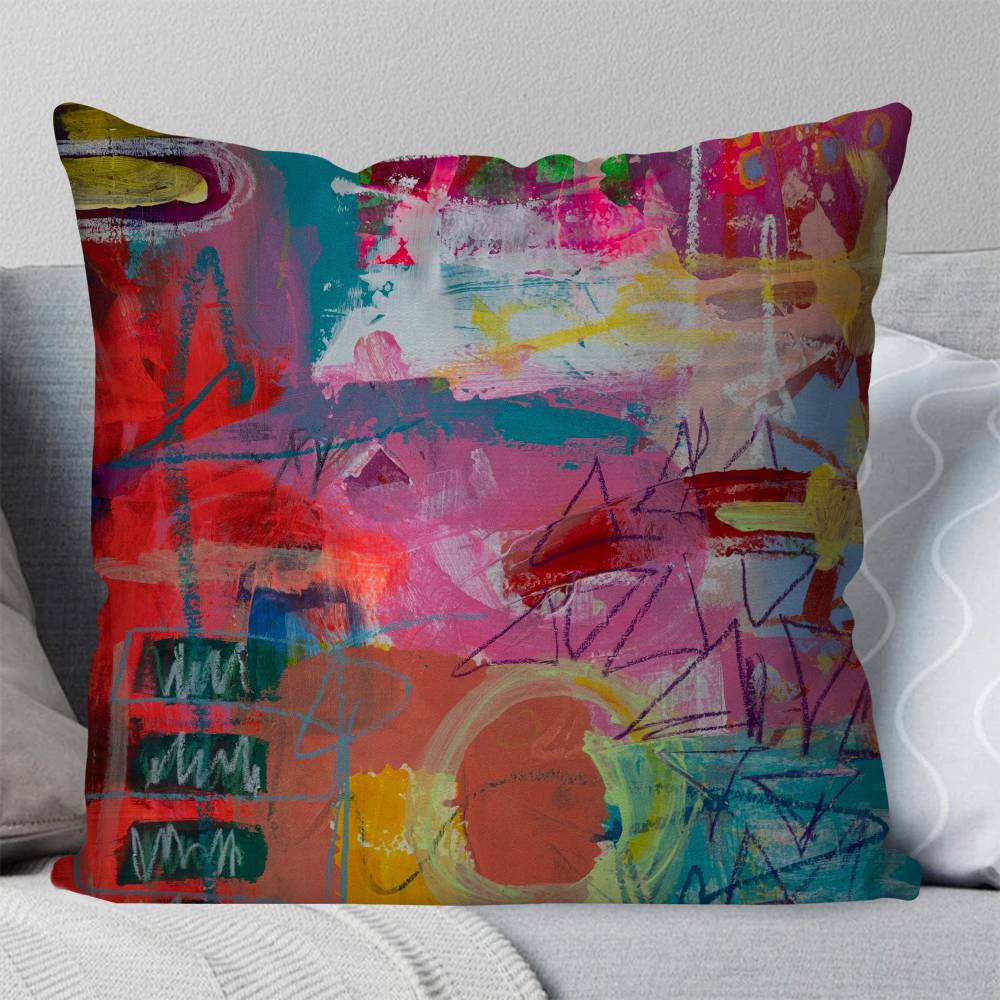 Colourful Abstract Painting Pillow Case Fashion Square Pillowcase Bedroom Sofa Room Ins Decoration Leisure