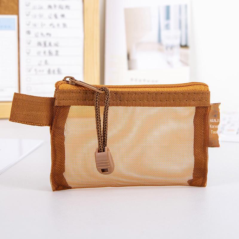 

Корейская ретро-прозрачная сетчатая сумка на молнии для хранения карт и монет Flat type [11*7.5cm] коричневый/кофейный