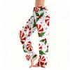 Women's Christmas Plush Pants with Snowflake and Christmas Tree Print, Cozy Sleep Pants for Home