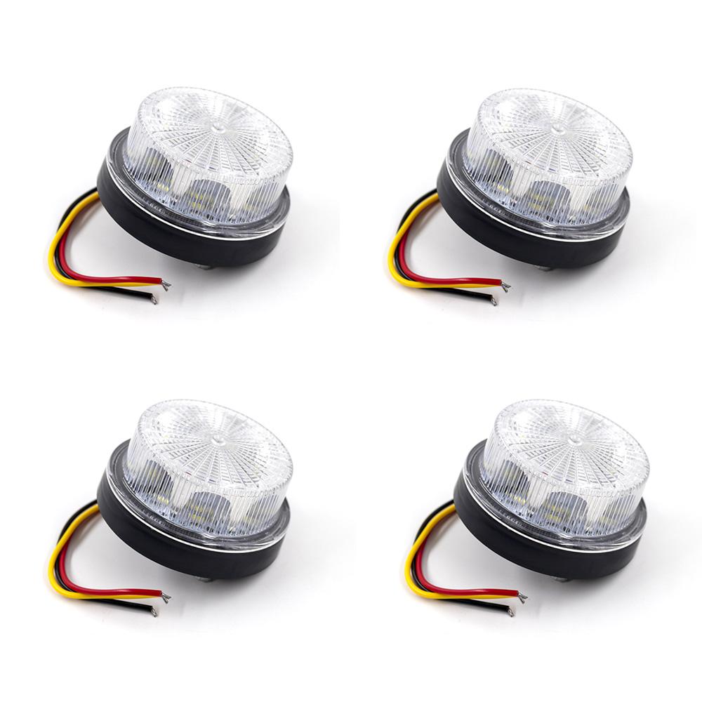 4Pcs 12V 24V 2 Modes 12 LED Warning Emergency Strobe Light Flashing Light Rotating Warning Light Signal Lamp Truck Waterproof