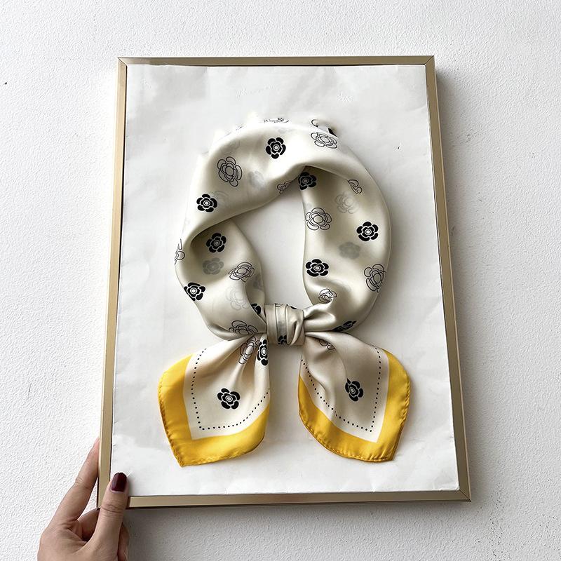 Silk Feeling Scarf Square Satin Head Scarf for Women