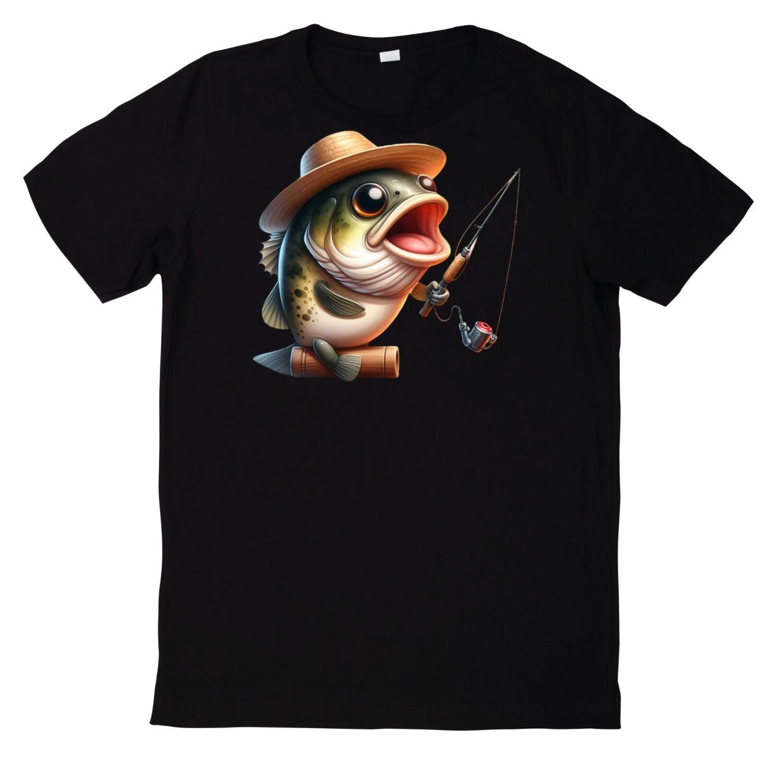 T-Shirt Lustiges Angler Fisch Motiv M