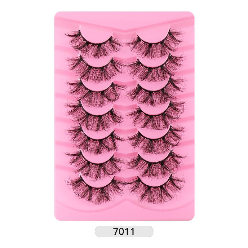7 Pairs Of Fried Hair High Imitation Mink Hair False Eyelashes Curled Thick Stage Makeup Eyelashes