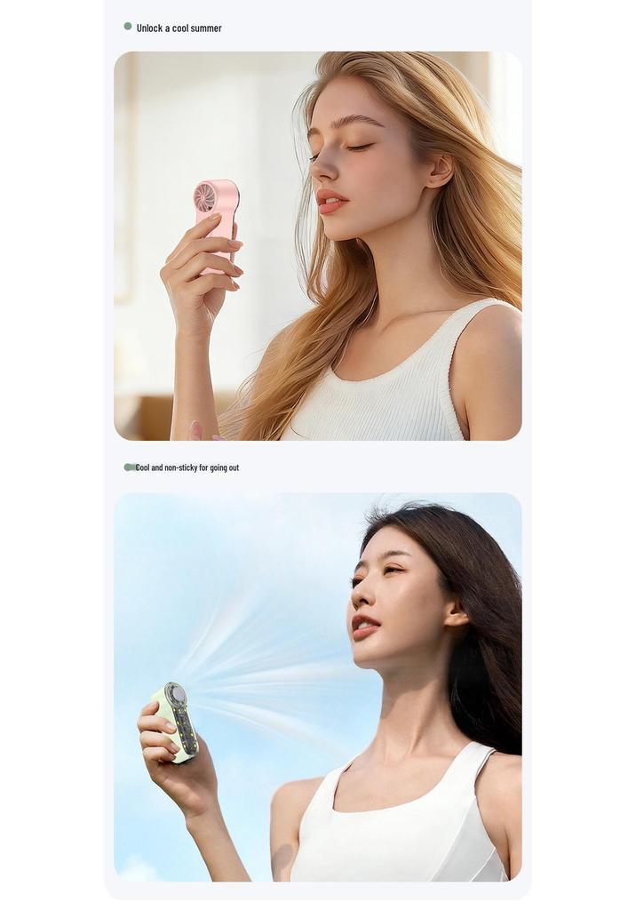 T76 Turbo Handheld Fan: USB Rechargeable, 199 Speeds, Portable Cooling with Ice Pack