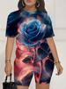 Skull Head 1116 Summer New Versatile Abstract Printed Women's Clothing Suit European and American Women's Clothing Daily Short Sleeve Shorts