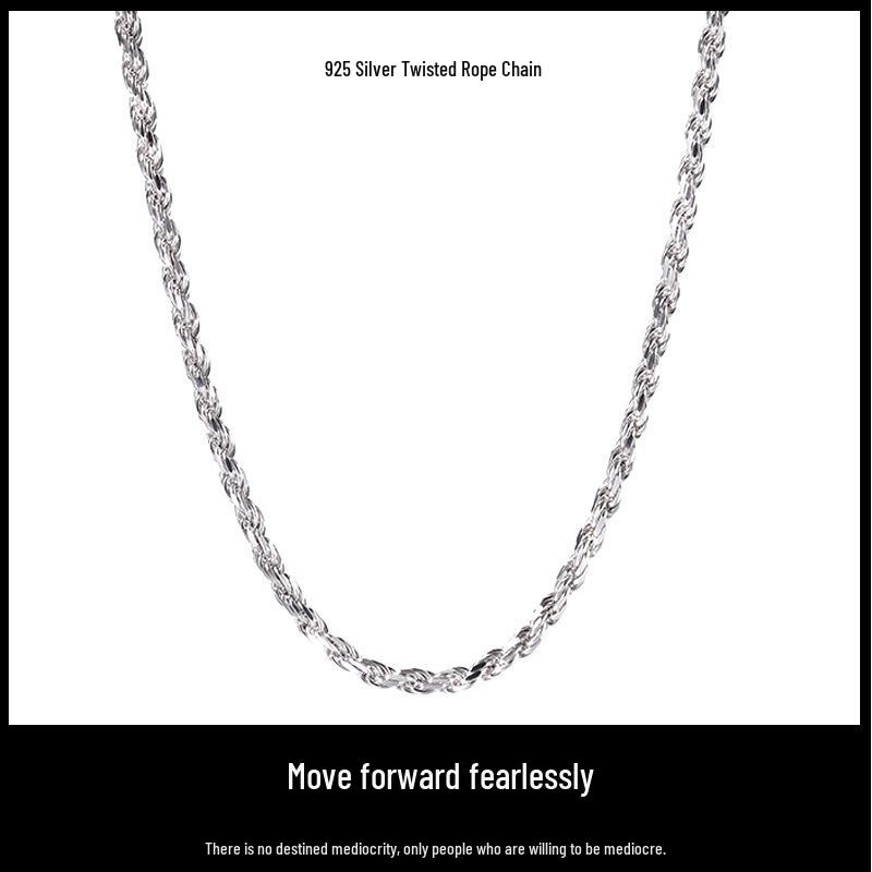 

Men s Rhodium Plated 925 Sterling Silver Twisted Chain Necklace 3mm 45cm