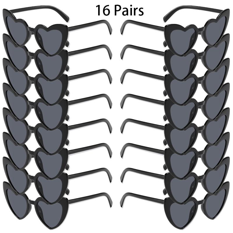 12/16 Pairs Per Set Heart Shaped Sunglasses Women Stylish Vintage Design Decor Sun Glasses Trendy Fashion Cute Outdoor Shades