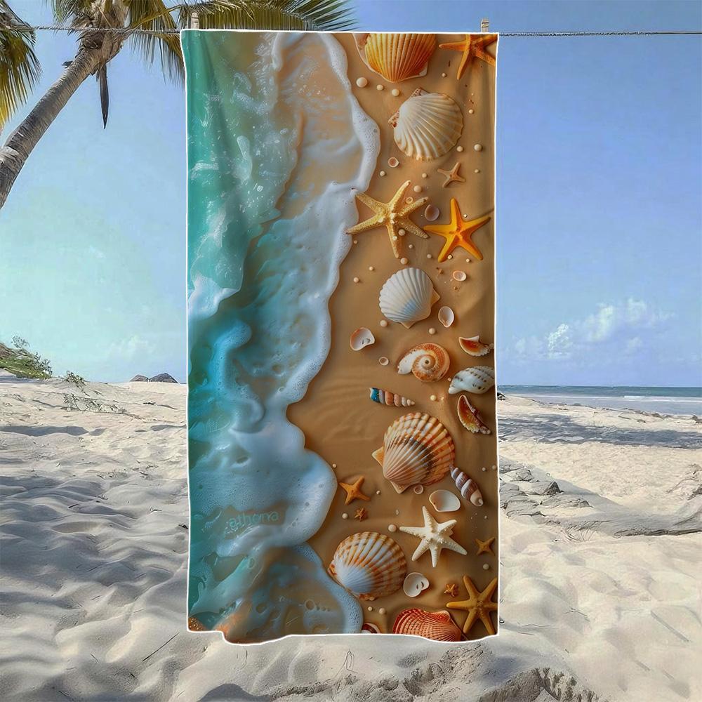 

Coastal Seashell Beach Towel, Soft Quick-Drying, Perfect For Portable Outdoor Travel, Swimming, Camping And Summer Beach W40*H60(CM)
