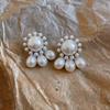 Silver Needle French Retro Pearl Water Drop Earrings - Elegant and Unique Design