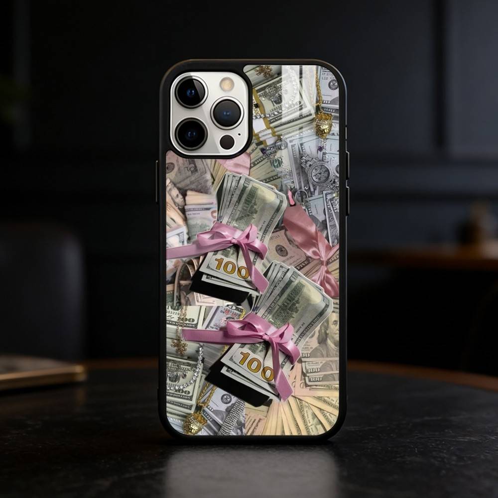 P-Pink D-Dollars Banknote Phone Case For iPhone 17,16,15,14,13,12,Plus,Pro,Max For Magnetic Wireless Charge