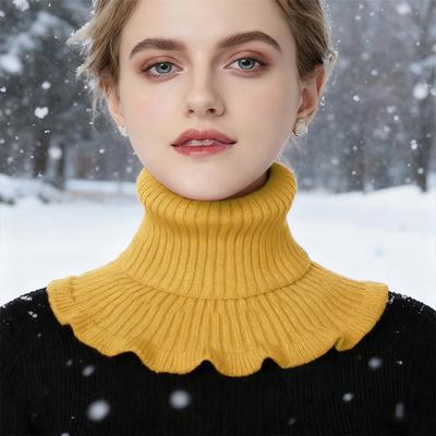 Fake Collar Scarf Detachable High Collar Solid Color Knitted Turtleneck Scarves Collar Insert Fashion Accessory