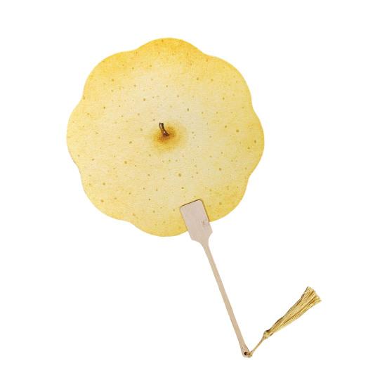 Fruit Print Fan with Wooden Long Handle Portable Lightweight Outdoor Travel Camping