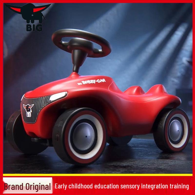German BIG Bobby Car: New Generation Walker, Glider, Twist Car with Backrest and Sit-On Toy Accessories.