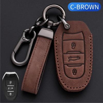 Oli Läder Bilnyckelfodral Skydd Skal Fobhållare För Peugeot 308 408 508 2008 3008 4008 5008 För Citroen C4 C6 C3-XR Tillbehör