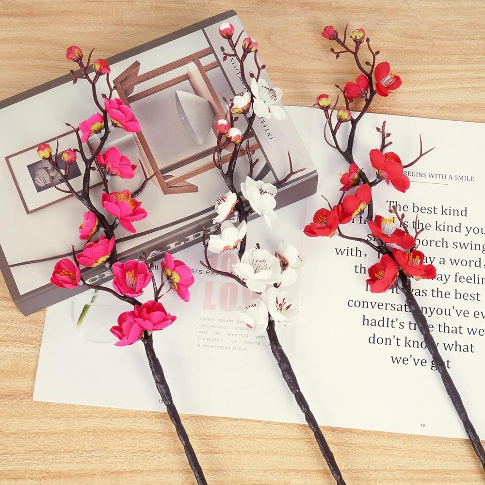 1/3pcs Artificial Flowers Plum Blossom Peach Branch Silk Home Room Wedding Party Garden Decorations Christmas Wreath Accessories