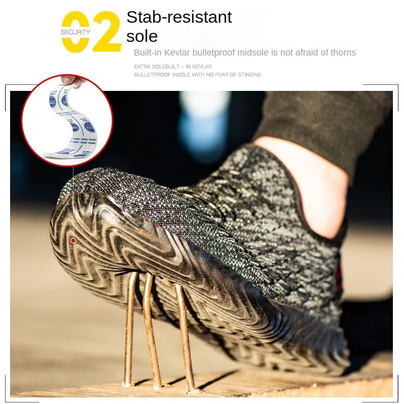 Labor Insurance Shoes, Fish Scale Fly-woven Mesh Fly-woven Anti-smash and Anti-piercing Men's Breathable Labor Insurance Shoes