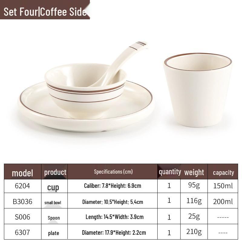 Melamine Four-Piece Table Set: Imitation Porcelain Plastic Bowls & Plates for Restaurants and Hotels