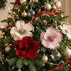 Velvet Fabric Glitter Christmas Flower Sparkling Christmas Tree Magnolia  New Year