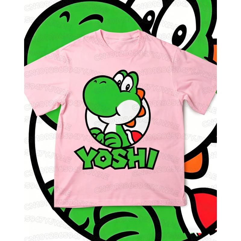Boys Girls Family Kids T-shirt Tops Summer Cartoon Yoshi Men's Women's Short Sleeve T-shirt Tops