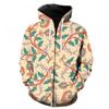 3D Digital Print Hooded Zip-Up Oversized Casual Sweatshirt Men Loose Fit Streetwear