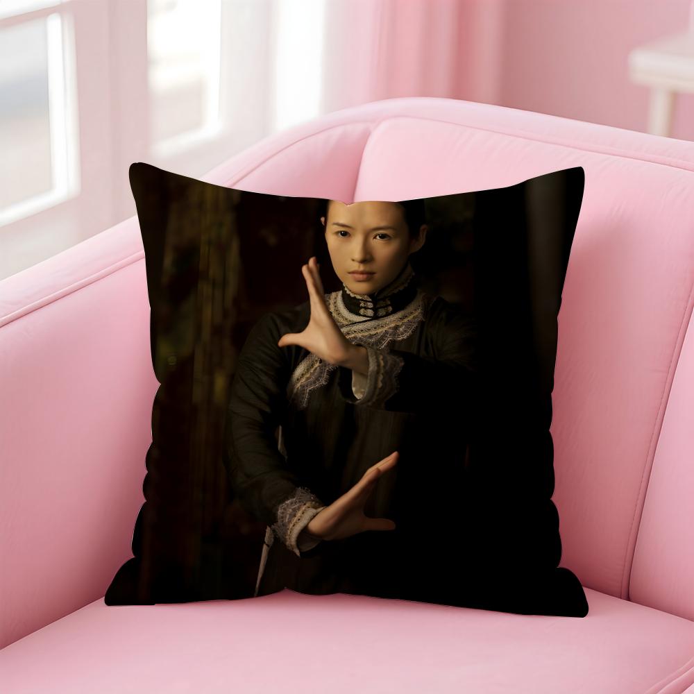 

Elegant stars ZZhang Ziyi Cushion Cover Pillow Case Soft Friendly Fabric Concealed Zipper 30X30cm