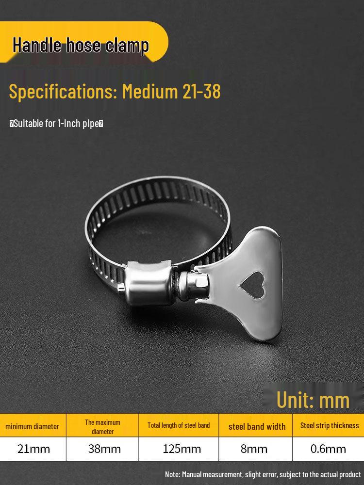 304 Stainless Steel Small American Style Hose Clamp with Handle for Gas Pipe Fixing