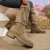 Braided Tassel Western Boots for Women Vintage Faux Suede Chunky Heel Long Boots Woman Autumn Winter Knee High Botas Mujer 2025