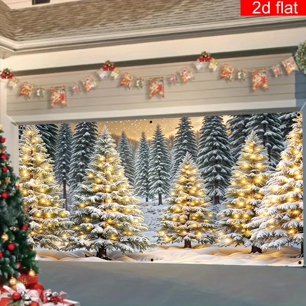 1pc 2D Flat Banner Background Cloth, Christmas Snow Scene, Suitable for Christmas Decoration, No Power Required - Wzy