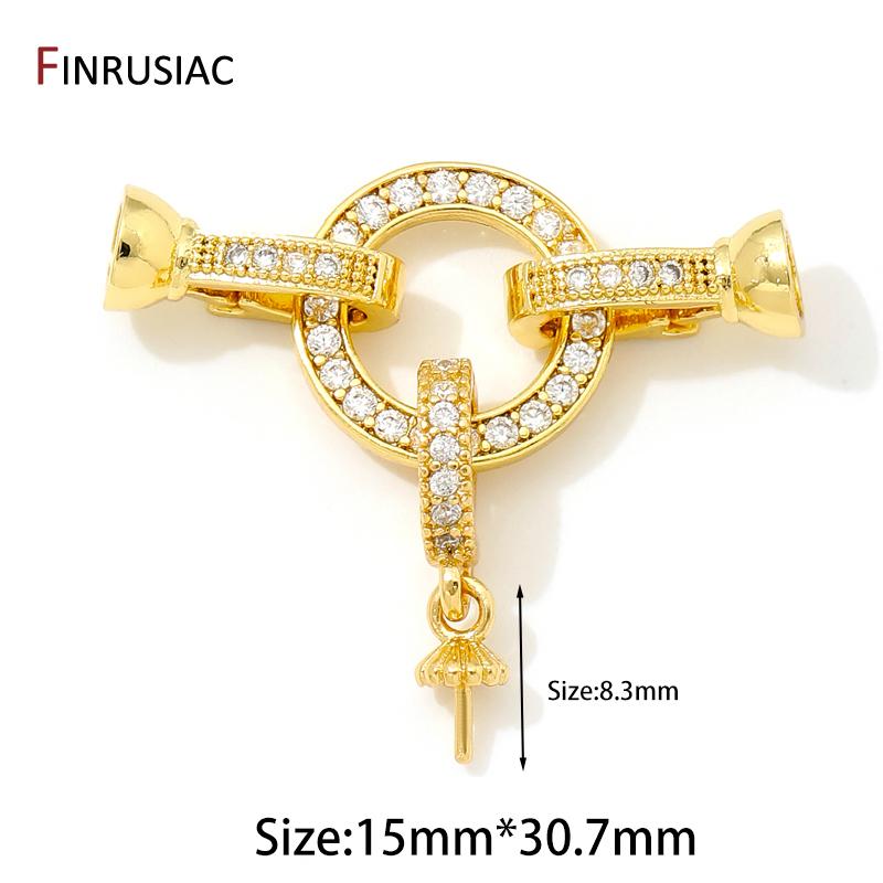 18K Gold Plated Brass Lock Clasps With Pearl Pendant Mounting Findings,Fasteners For Bracelets,Connectors For Jewelry Making