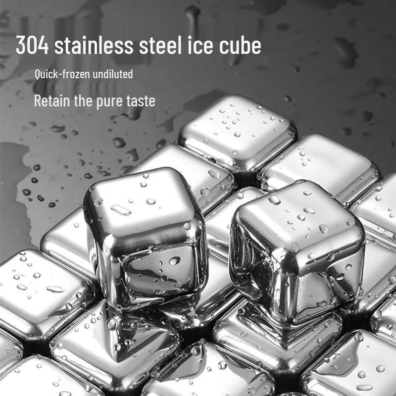 304 Food Grade Stainless Steel Square Ice Cubes for Quick Freeze, Wine, Water, Whiskey, Household Use