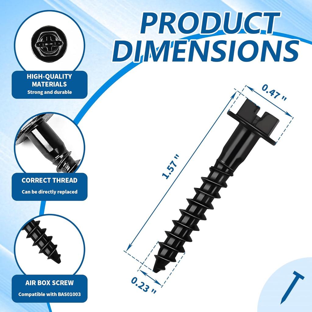 BAS01003 Air Box Bolt Screws Replaces (5 Pack) Compatible with GM Style Air Box, Air Box Screws Replace Part Number 6509605AA, 11549031 for Chrysler,
