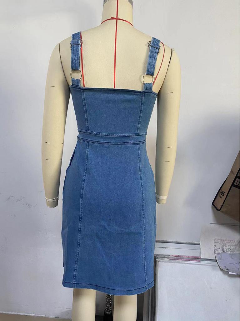 Spring/Summer 2024 Slimming Sleeveless Denim Dress for Women