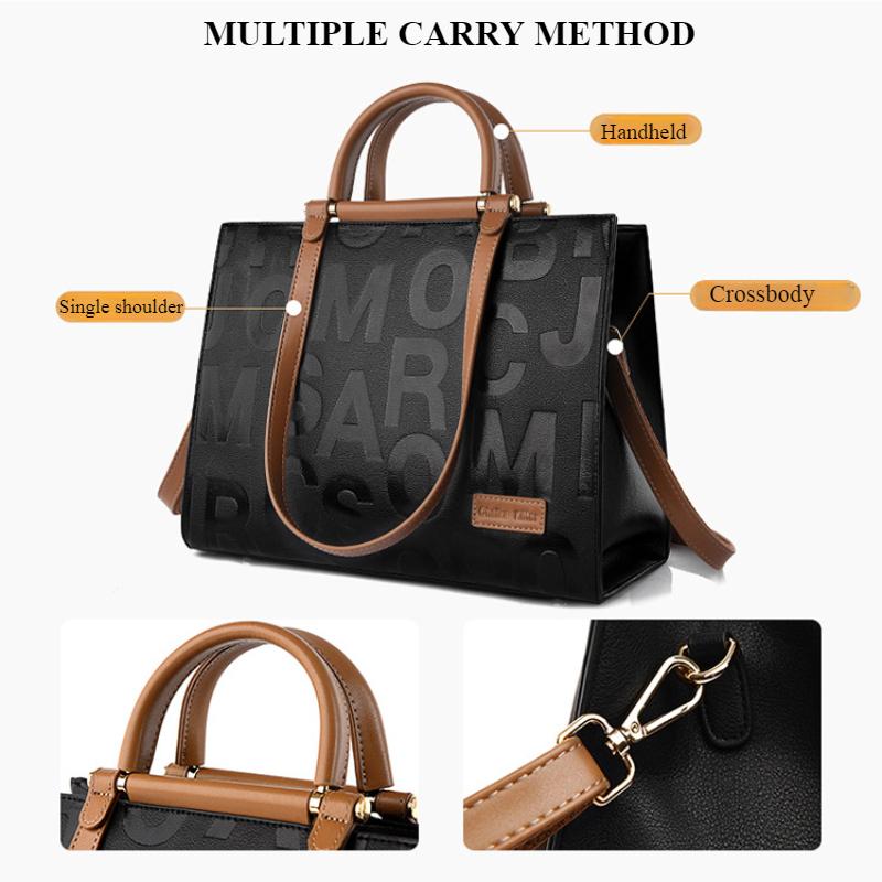 New Fashion Letter Embossed Tote Bag Commuter Business Large Capacity Ladies Clutch Bag Elegant Women's Handbag Can Be Crossbody One Shoulder Handheld