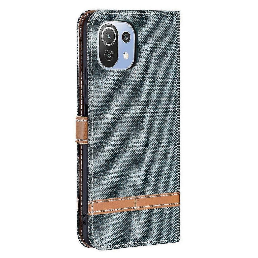 Phone case cover for Xiaomi Mi 11 Lite Green Jeans Folio Flip Leather Cover