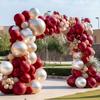 Red White Balloon Garland Dark Red Double Stuffed Balloons Arch Kit Set For Birthday Mothers Day Valentine Engagement Anniversary Bridal Shower Party