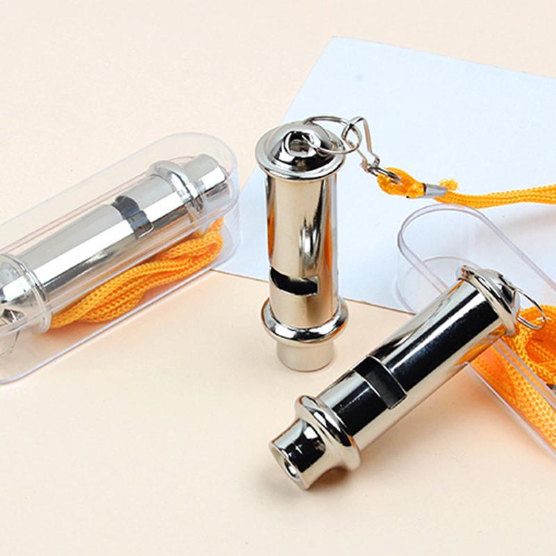Metal Referee Whistle With Lanyard Neck Rope Cord Emergency Security Outdoortrainning Whistle 1Pc