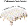 Vintage Easter Bunny Eggs Plaid Disposable Tablecloth Easter Decorations Spring Floral Rectangle Table Cloth Holiday Party Decor