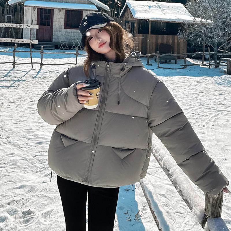 Down Cotton Clothes Women's Winter New Fashion Hooded Warm Thickened Casual Bread Clothes Jacket
