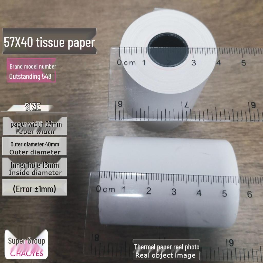 57x40 Thermal Receipt Paper Roll for Cash Registers - Suitable for Supermarkets & Shopping Malls