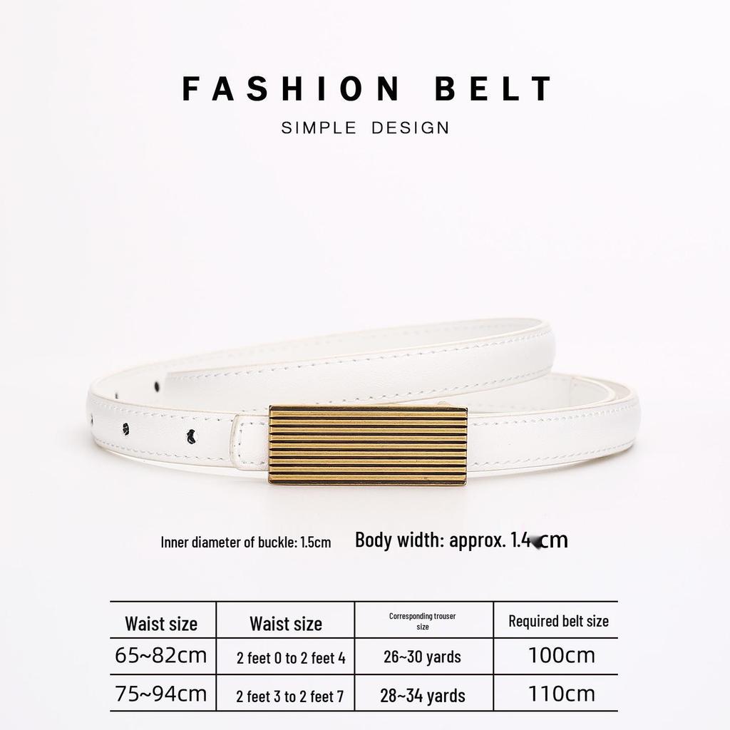 Women's Genuine Cowhide Leather Striped Dress Belt - Versatile & High-End Accessory