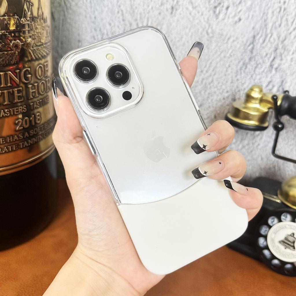 Suitable for IPhone16Promax, High-transparency Hard Shell, Upper and Lower Spliced Transparent Two-color Phone Case, Apple 15 Protective Case