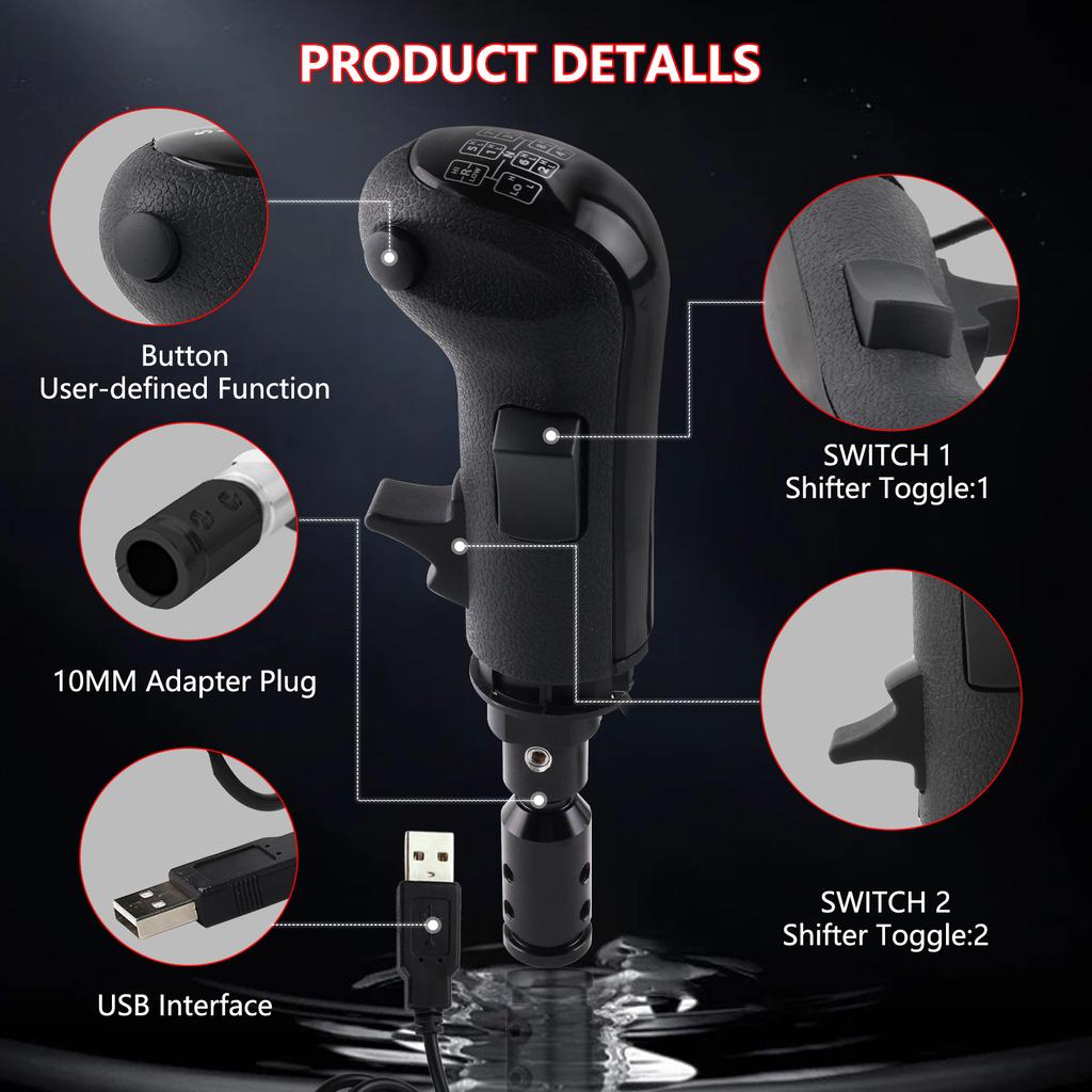 Linkshandige USB Truck Simulator Schakelknop voor Amerikaanse ATS & ETS2 voor Logitech G29 G920 G923 Handgeschakelde Versnellingsbak Thrustmaster TH8A Versnellingsbak