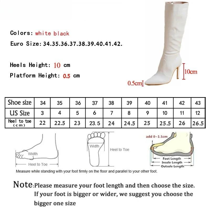 Fashion Women Knee-High Boots Size 35-42 Fashion Women Shoes Zipper Strippers Cool Wedding Party Ladies Modern Stiletto High Heels Shoes