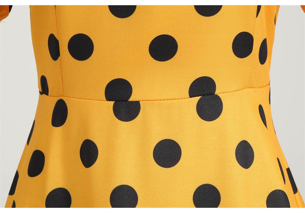 2022 Retro Polka Dot Doll Collar Short Sleeve Party Dress