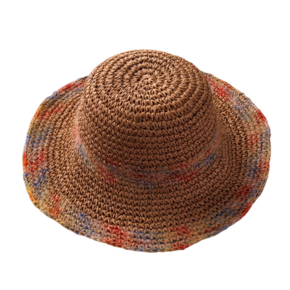 

Colorful Wide Brim Straw Hat Boho Breathable Women s Sun Visor Hats Lightweight Korean Style Weave Bucket Hat Outdoor хаки
