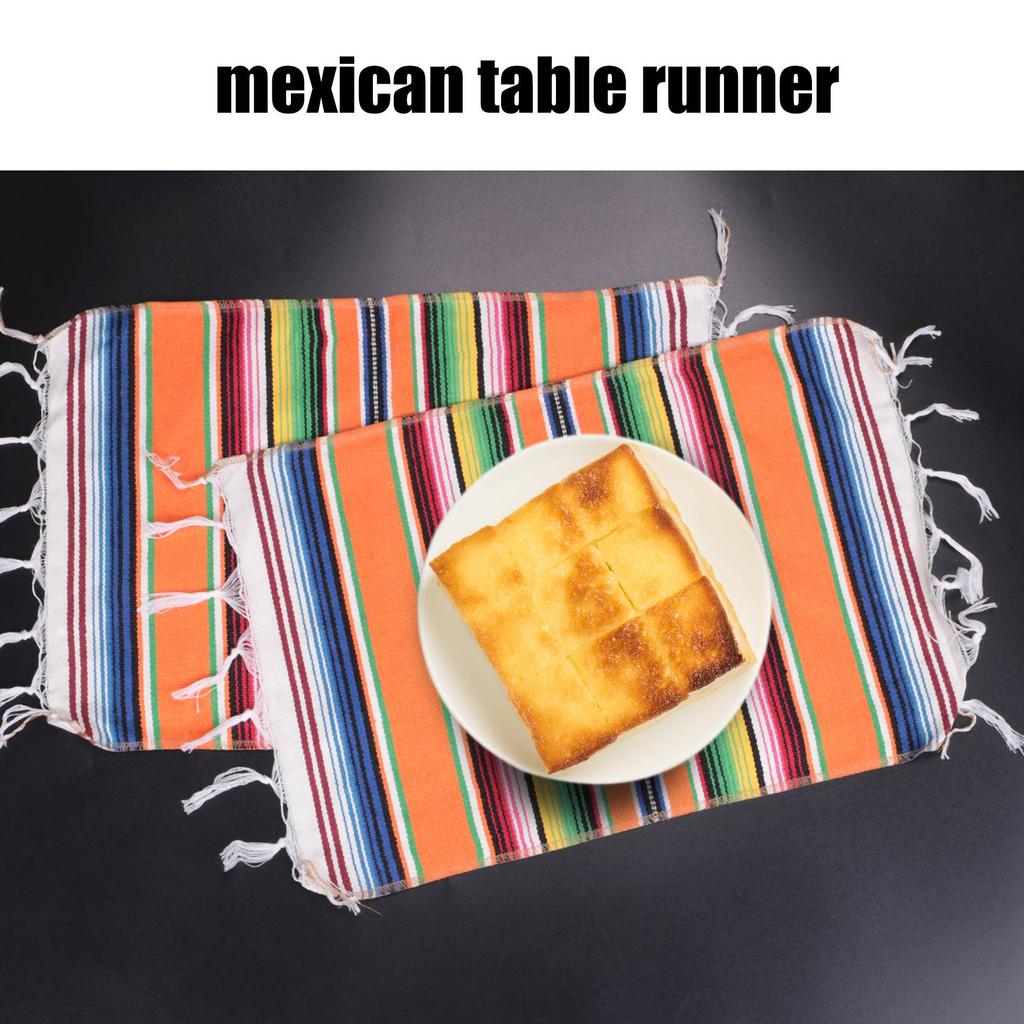 Good-Mexican Table Place Mats,Mexican Assorted Placemats Mexican Party Wedding Decorations, Fringe Blanket Table Runner 12 X 16