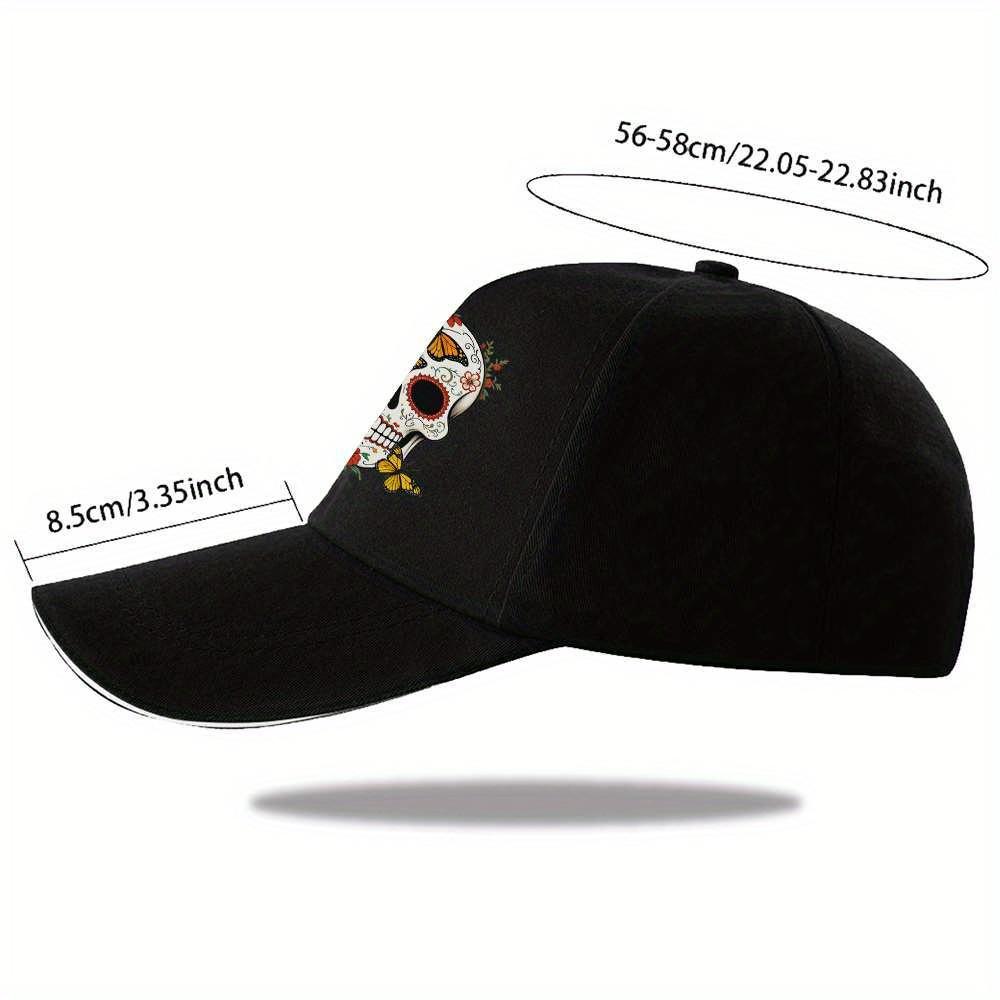 Sugar Skull Butterfly Baseball Cap Unisex Polyester Adjustable Casual Sports Snapback Hat