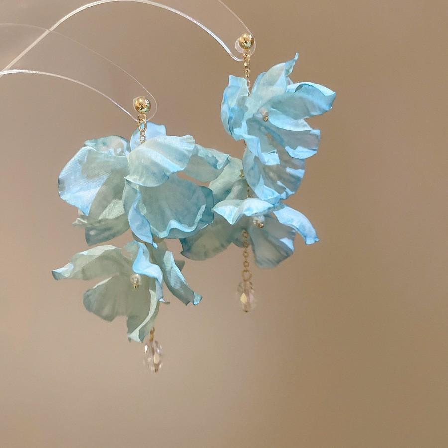 Steel Needle Flower Star Pendant Earrings Sweet Niche Temperament Earrings Exquisite Versatile Fashion High-end Earrings