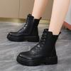 Fashion Women's Leather Boots Fashion Outdoor Casual Ankle Boot Lace-up Platform Boot Classic Leather Short Boots Women Motorcycle Boots